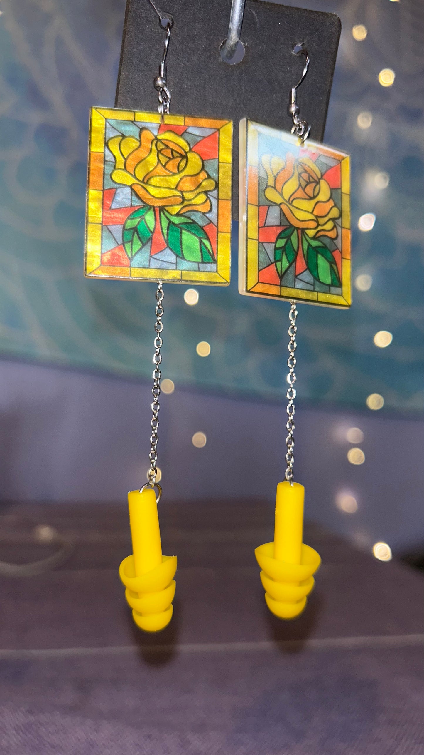 Yellow Rose Earplug Earrings 🏵️