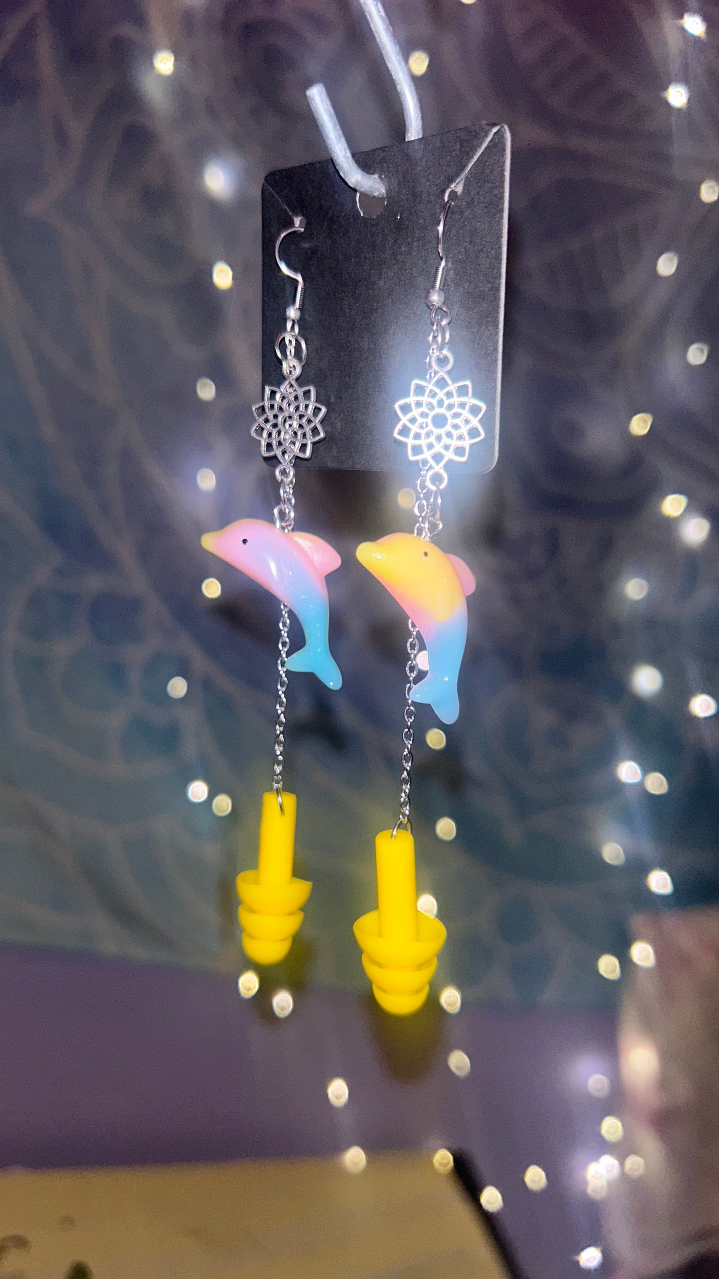 Dolphin Flower Earplug Earrings π¬π