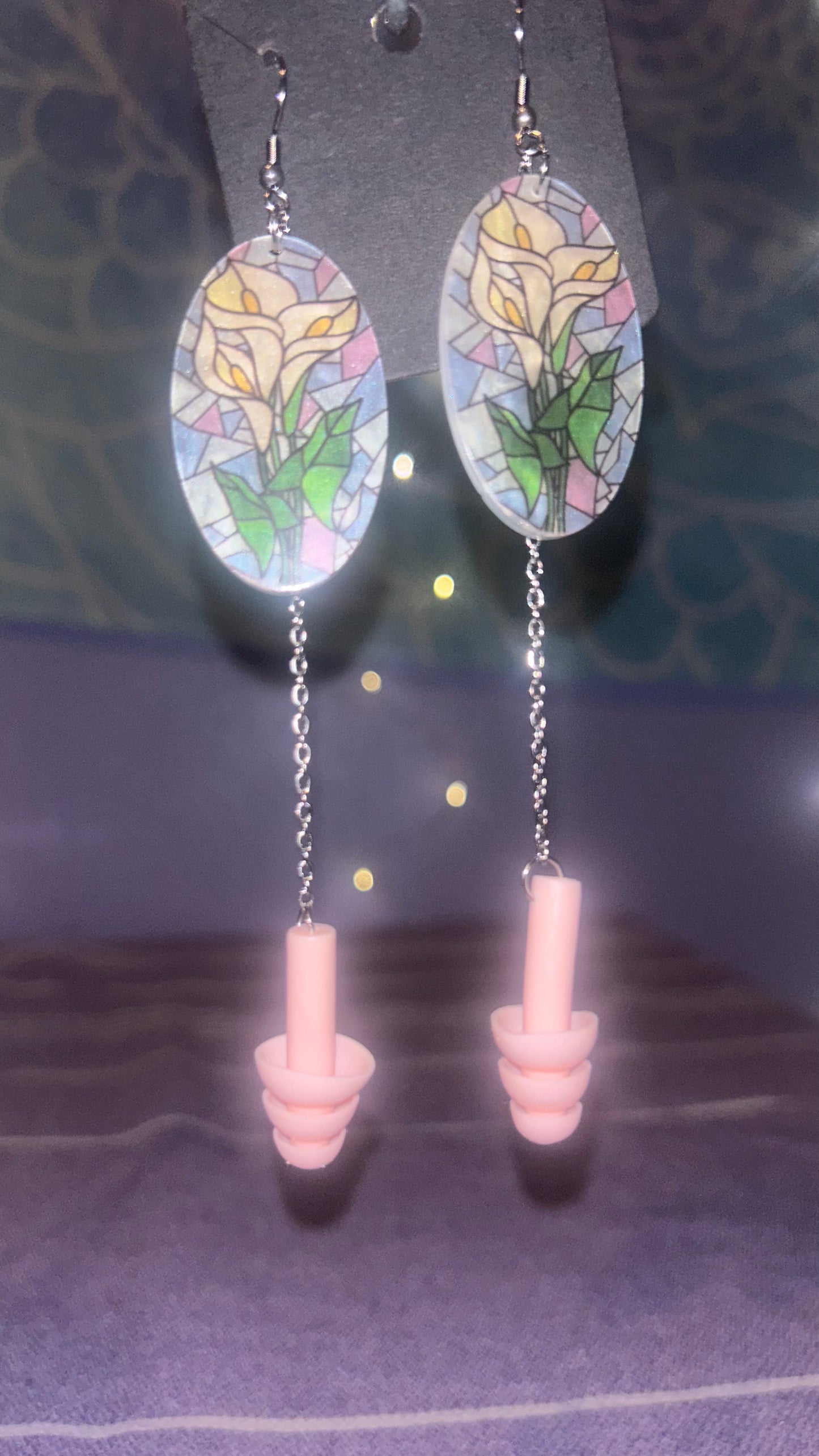 Stain Glass Earplug Earrings 💐