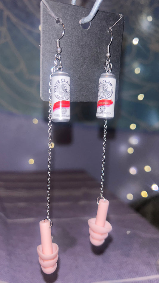 White Claw Earplug Earrings (Raspberry Flavor) 🍓🍸